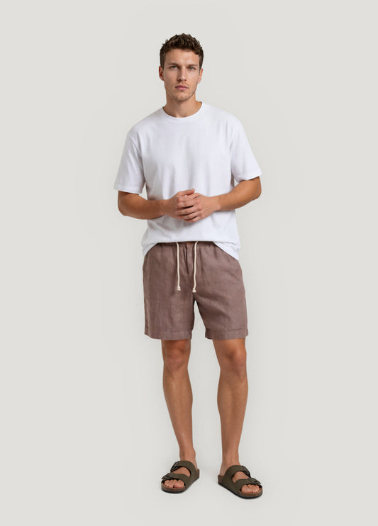 Bermuda jogger lino marrón