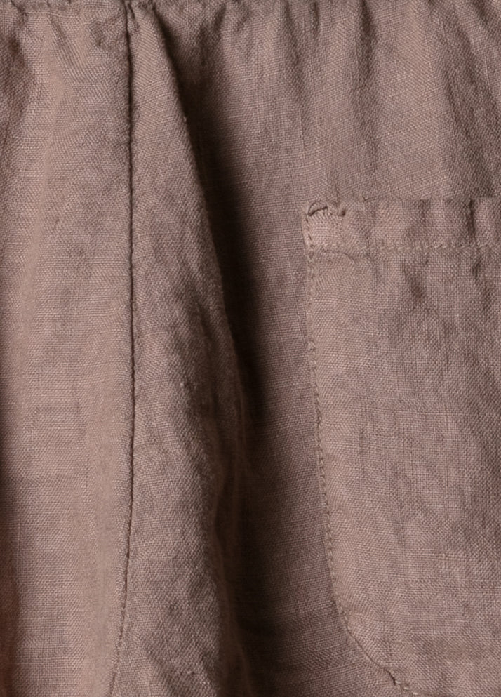 Brown linen jogger shorts