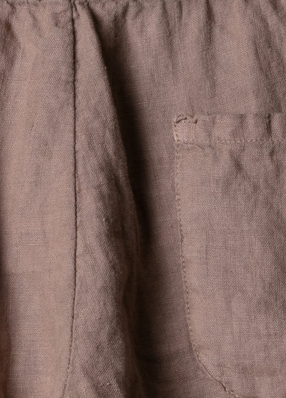 Brown linen jogger shorts