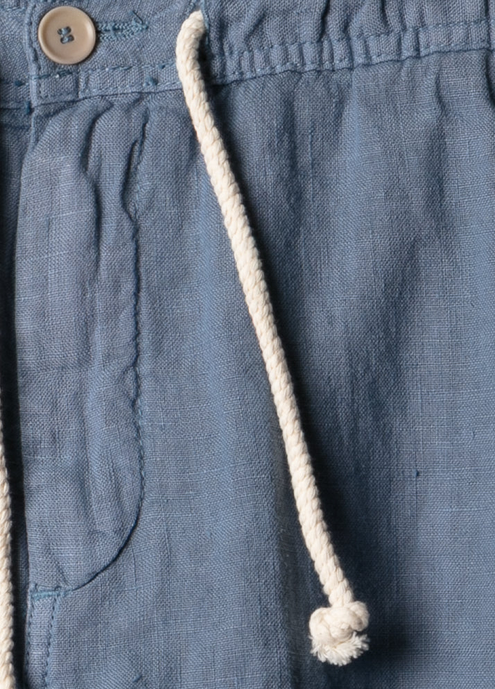 Blue linen jogger shorts