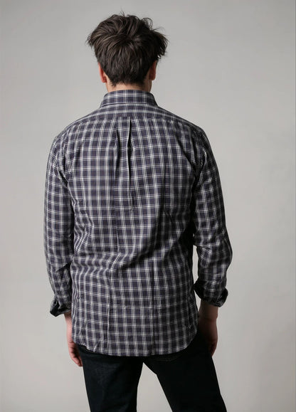 Ink blue checkered sport shirt
