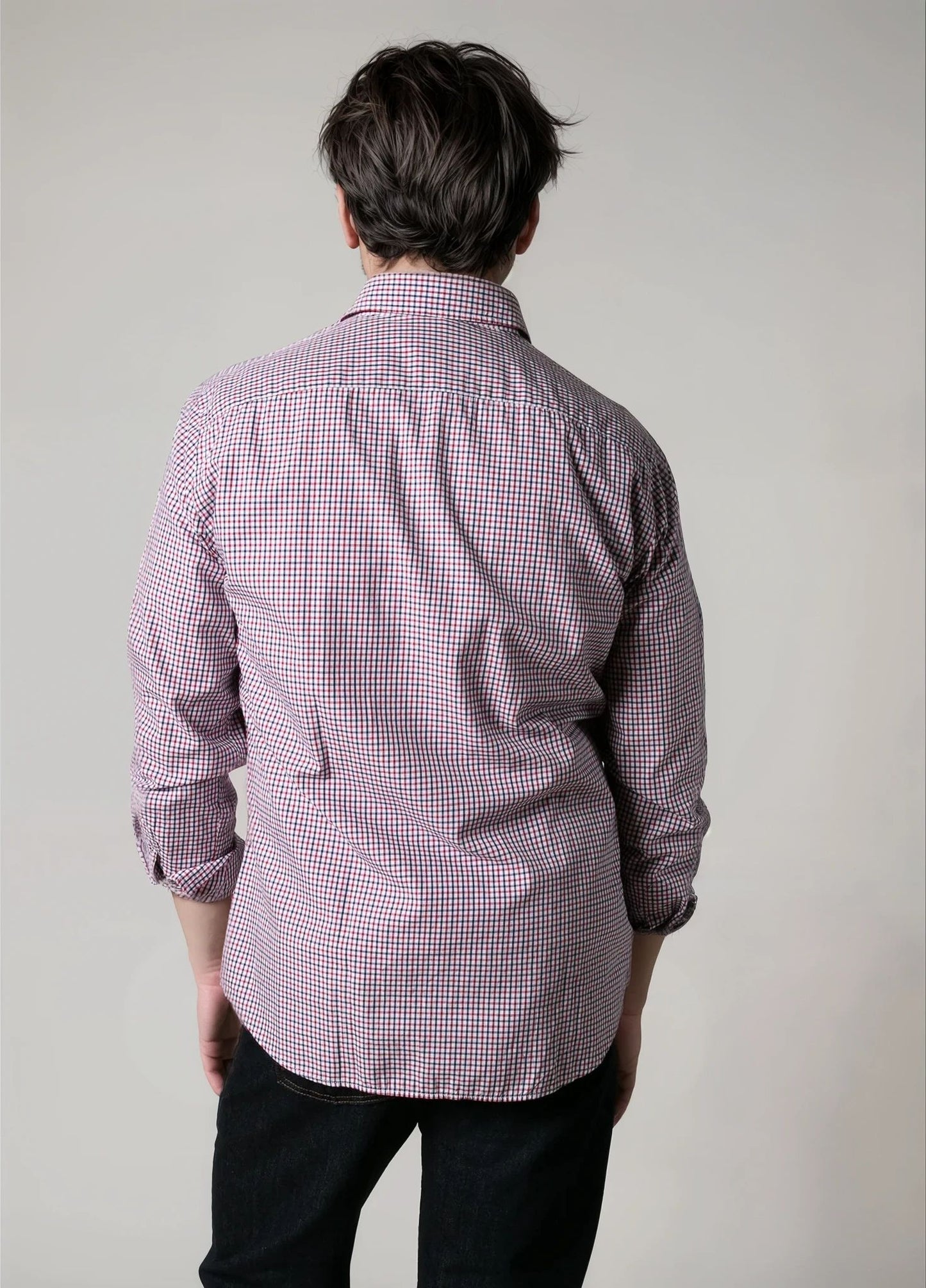 Camisa sport botón cuadros granates