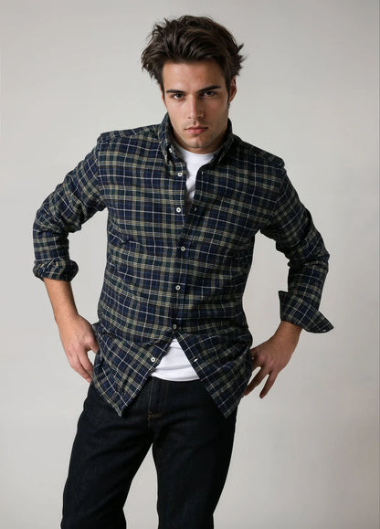 Ink blue checkered sport shirt