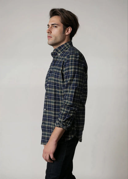 Ink blue checkered sport shirt