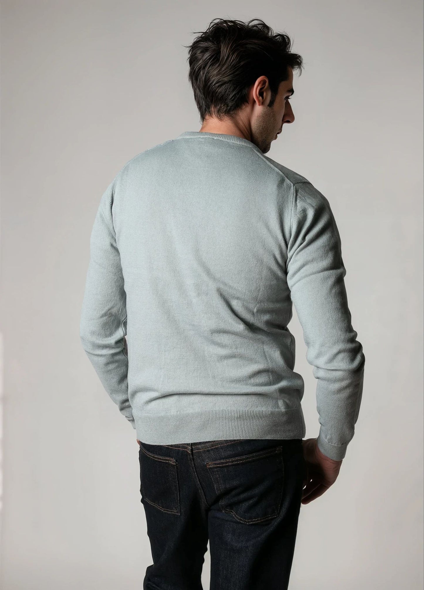 Jersey cuello redondo verde suave