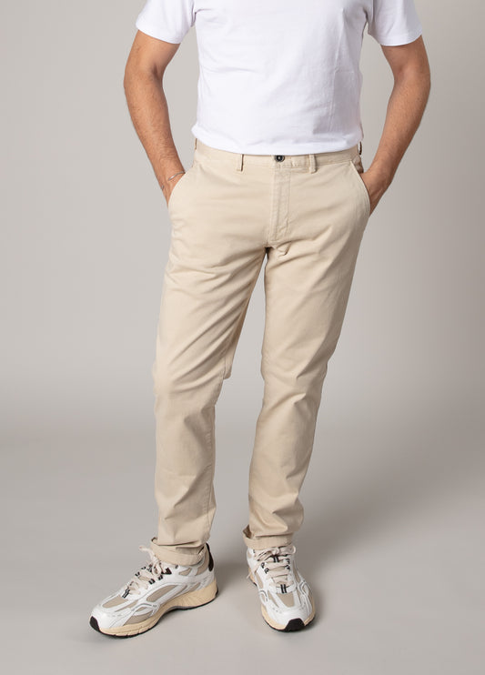 Beige gabardine chino pants