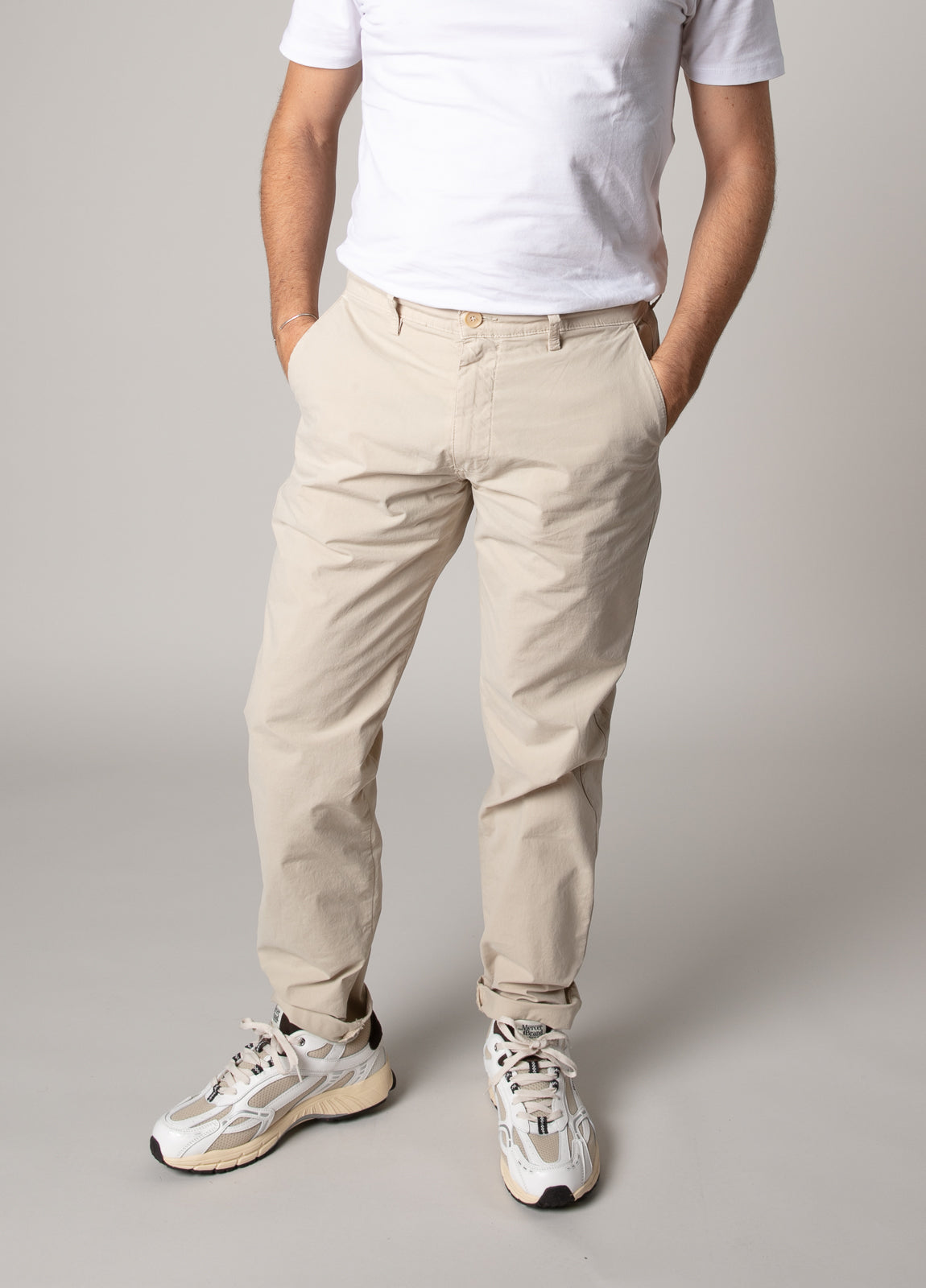 Beige gabardine chino pants
