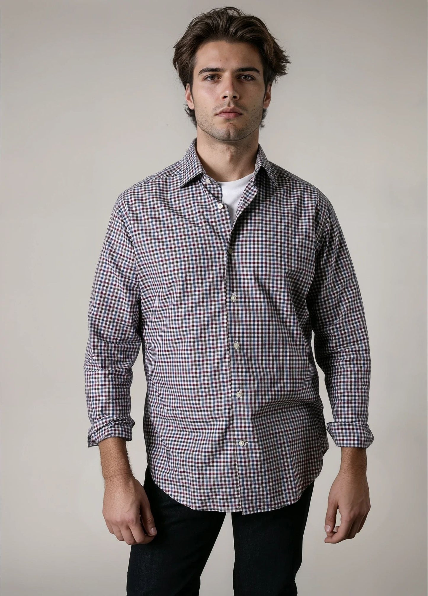 Camisa sport cuadros rojos