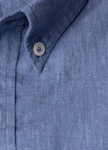 Indigo cotton and linen shirt