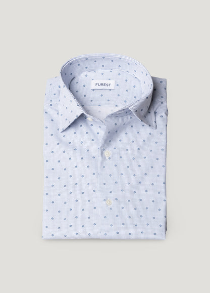 Blue micro-pattern shirt