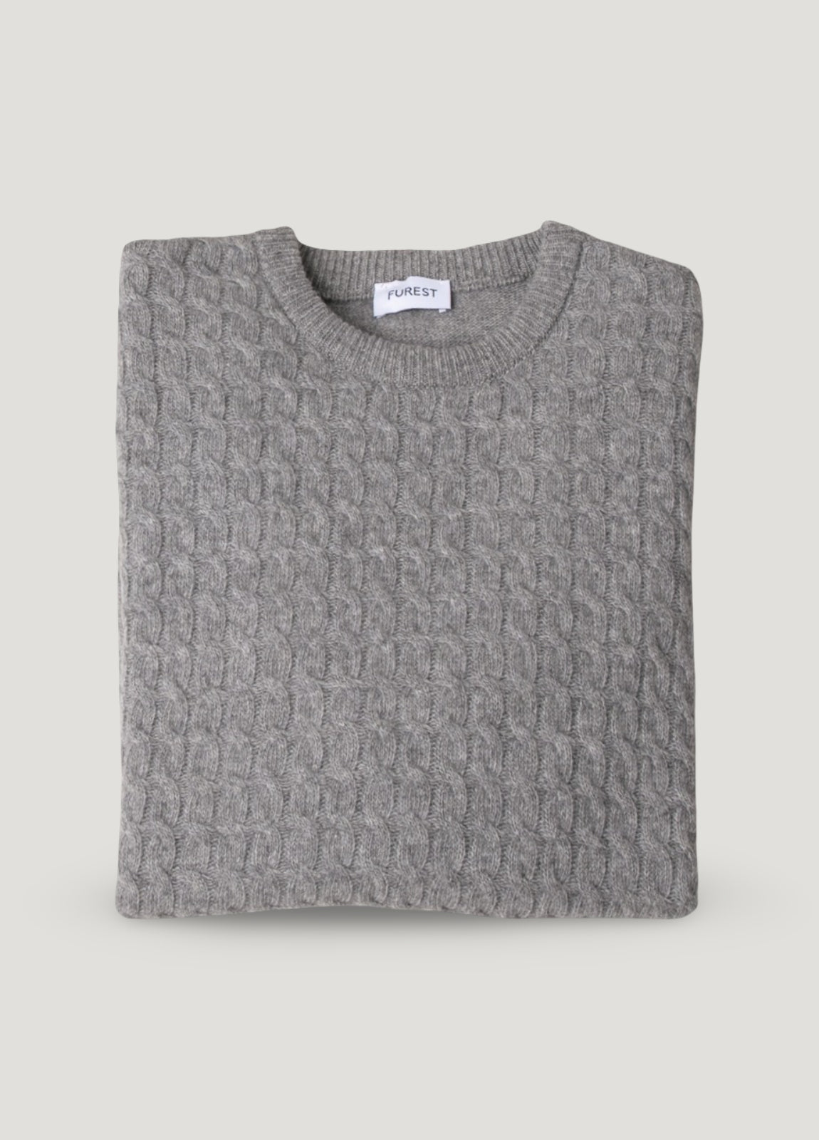 Jersey cuello redondo trenzado gris