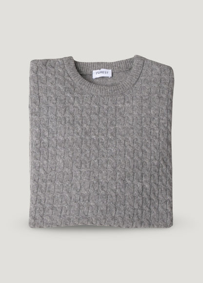 Jersey cuello redondo trenzado gris