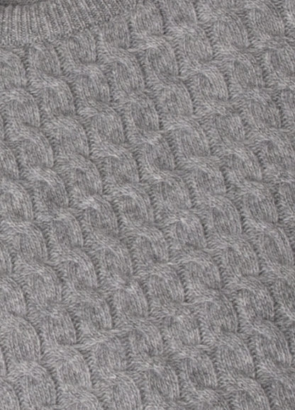Jersey cuello redondo trenzado gris