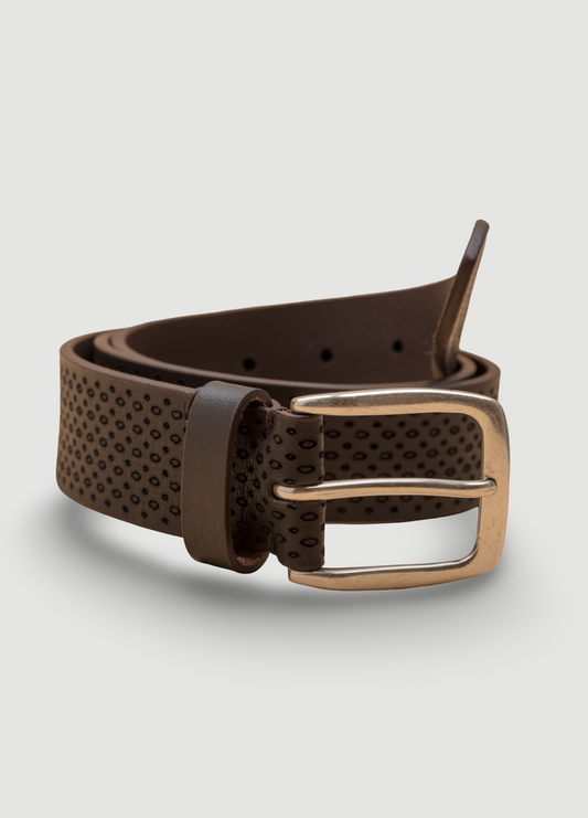 Cinturón sport piel grabada marrón