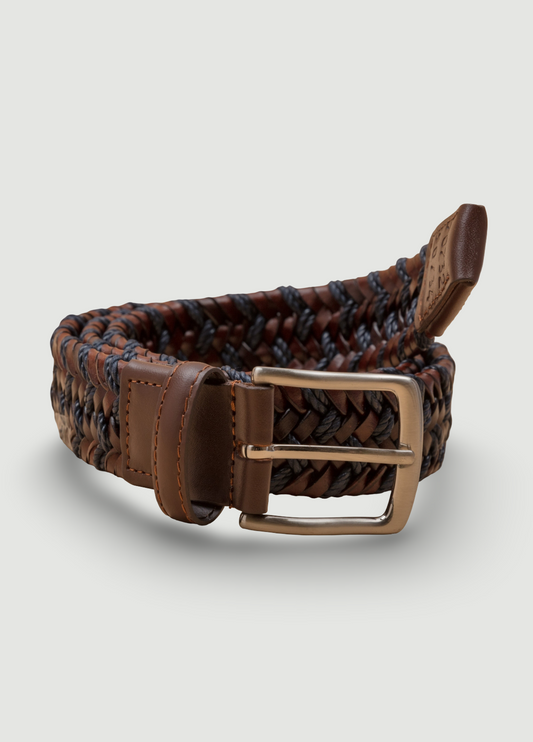 Cinturón sport trenzado marrón y azul