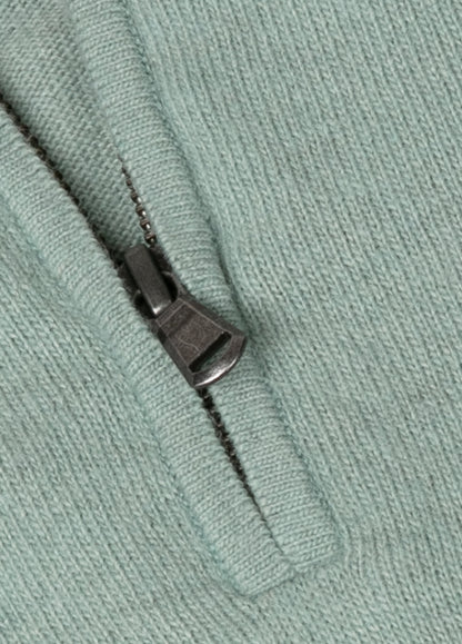 Jersey cuello zip lana verde agua