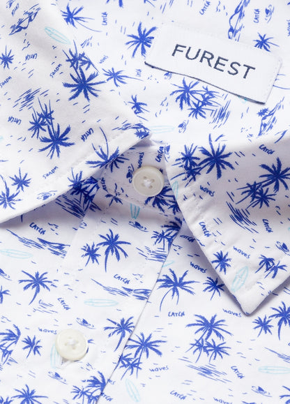 Camisa sport manga corta dibujo palmeras