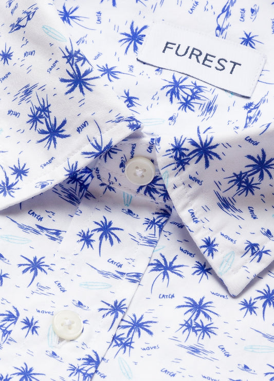 Camisa sport manga corta dibujo palmeras