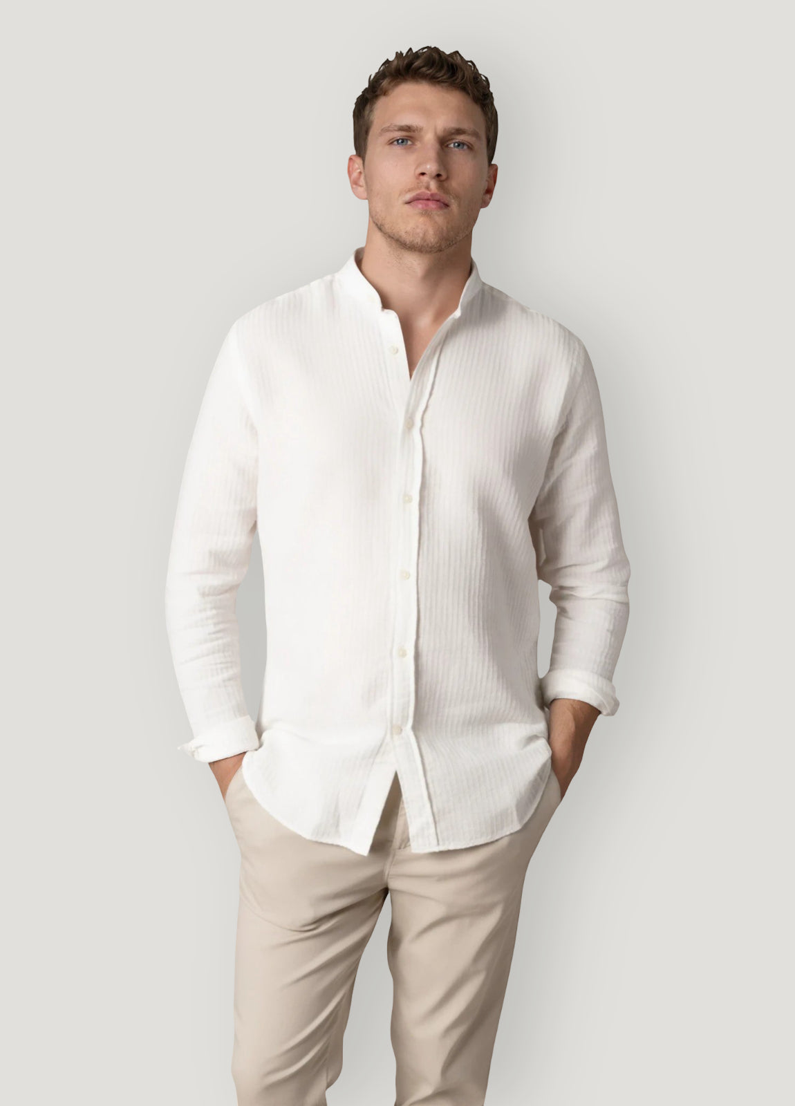 Off-white grandad collar shirt