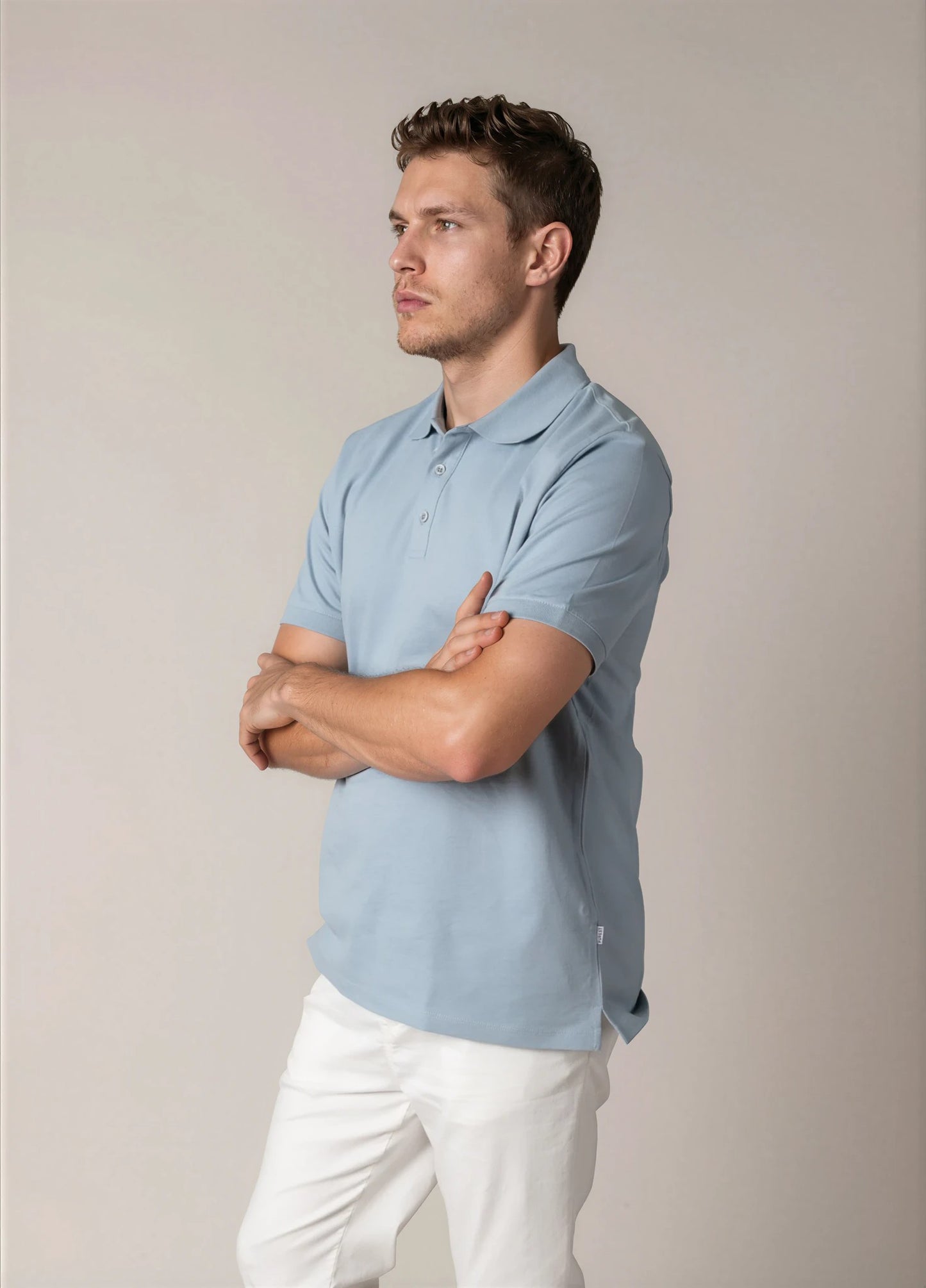 Polo manga corta  pique celeste