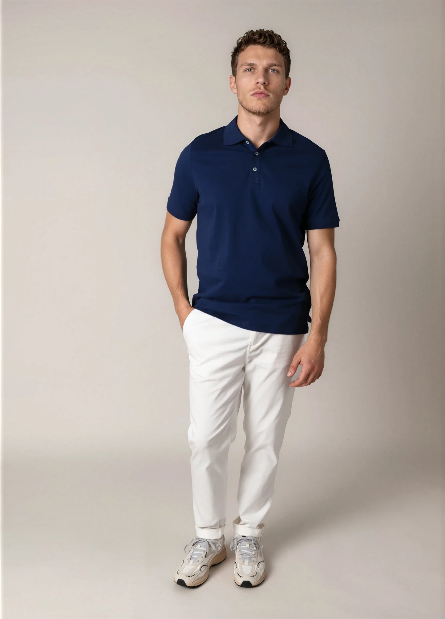 Polo manga corta piqué  azul