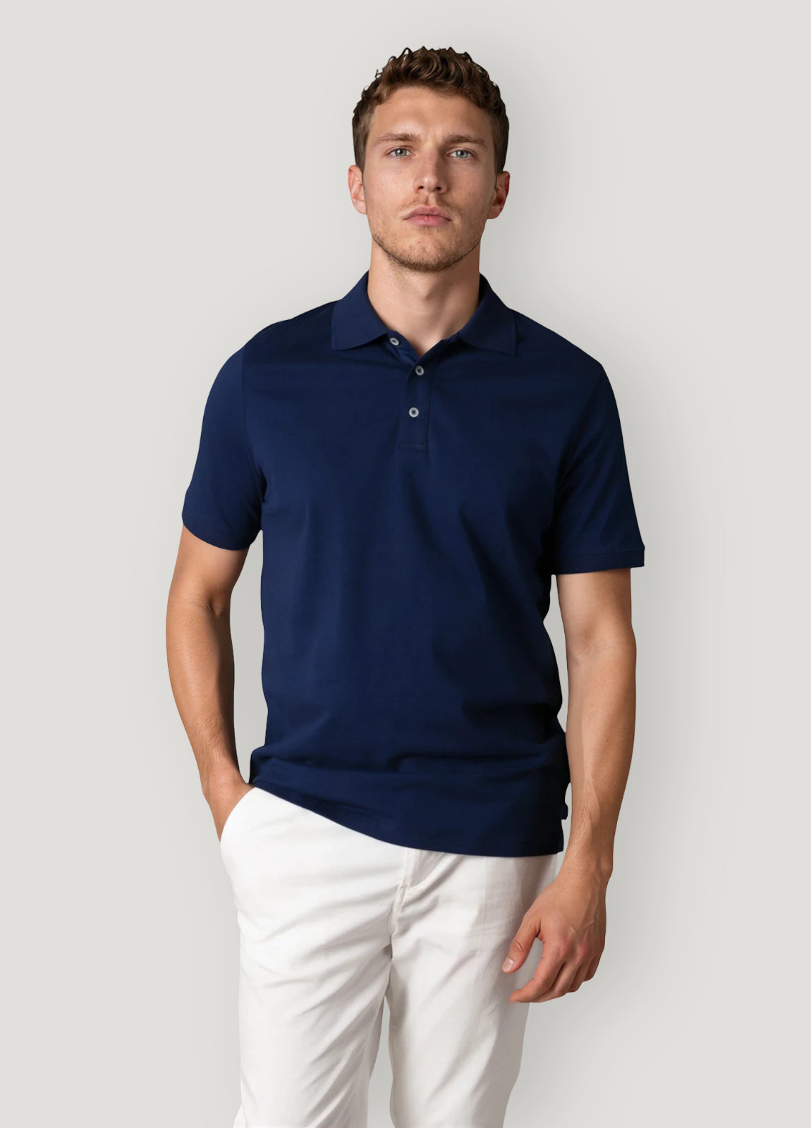 Polo manga corta piqué  azul