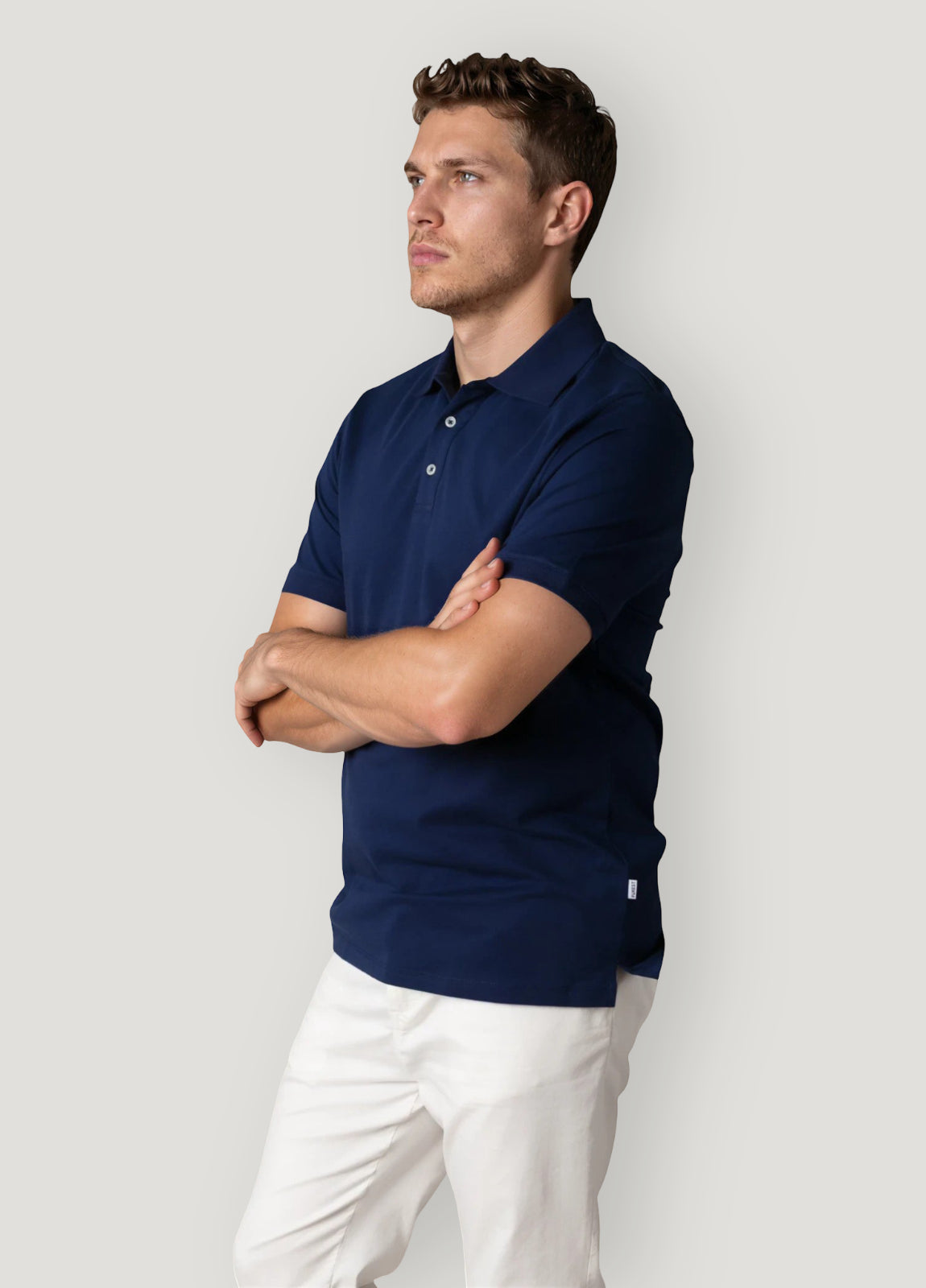 Polo manga corta piqué  azul