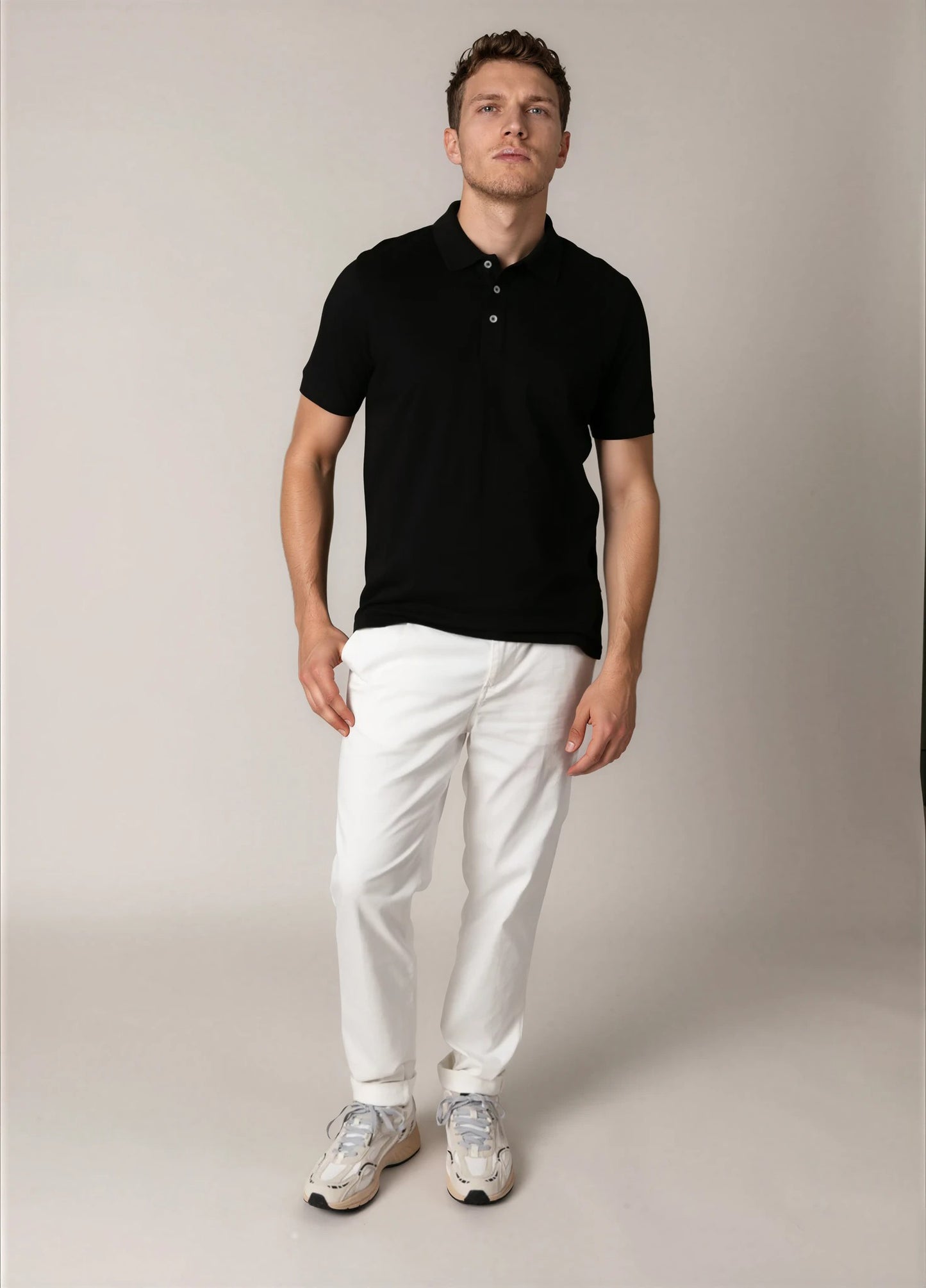 Polo manga corta piqué  negro