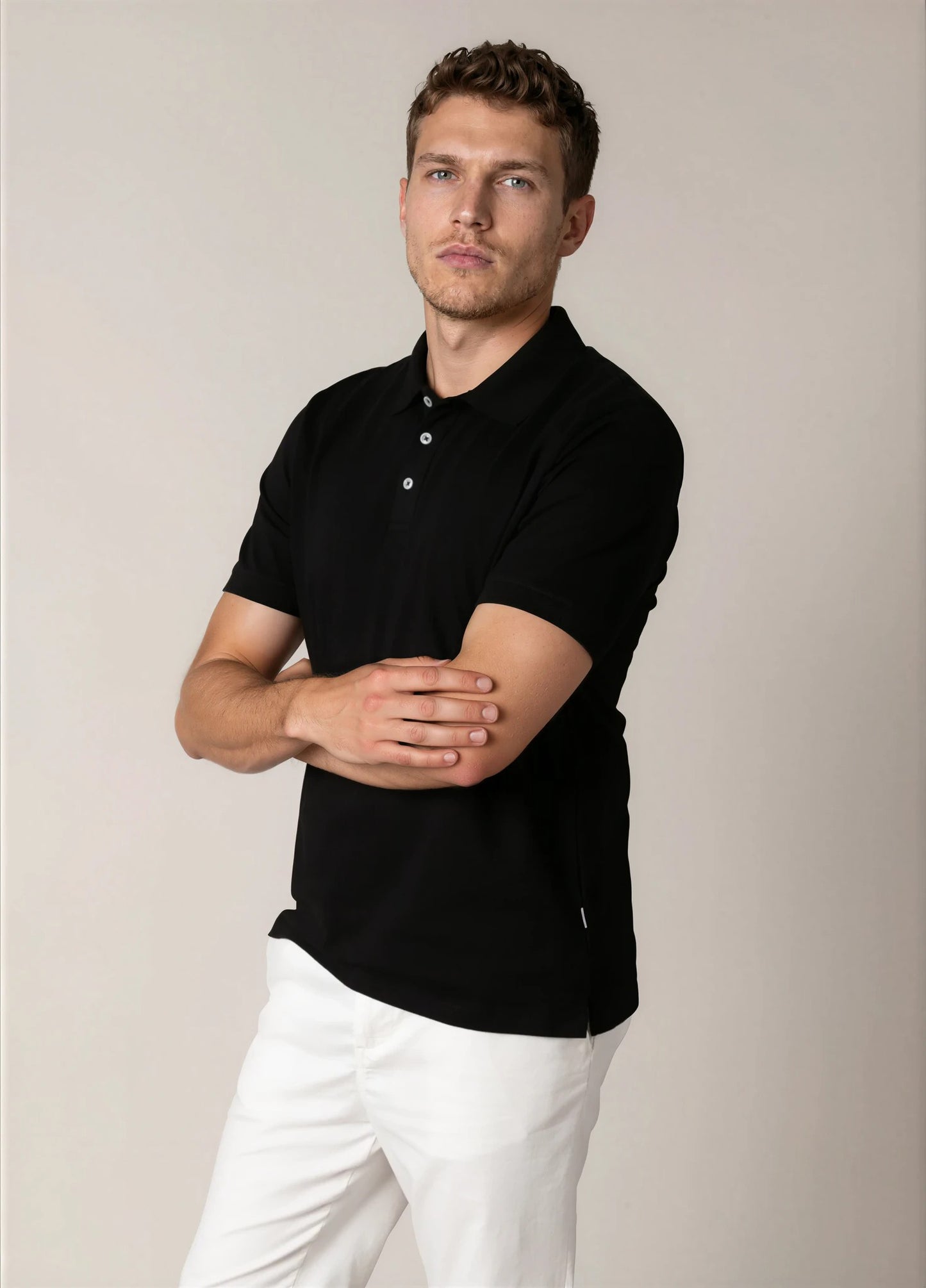 Polo manga corta piqué  negro