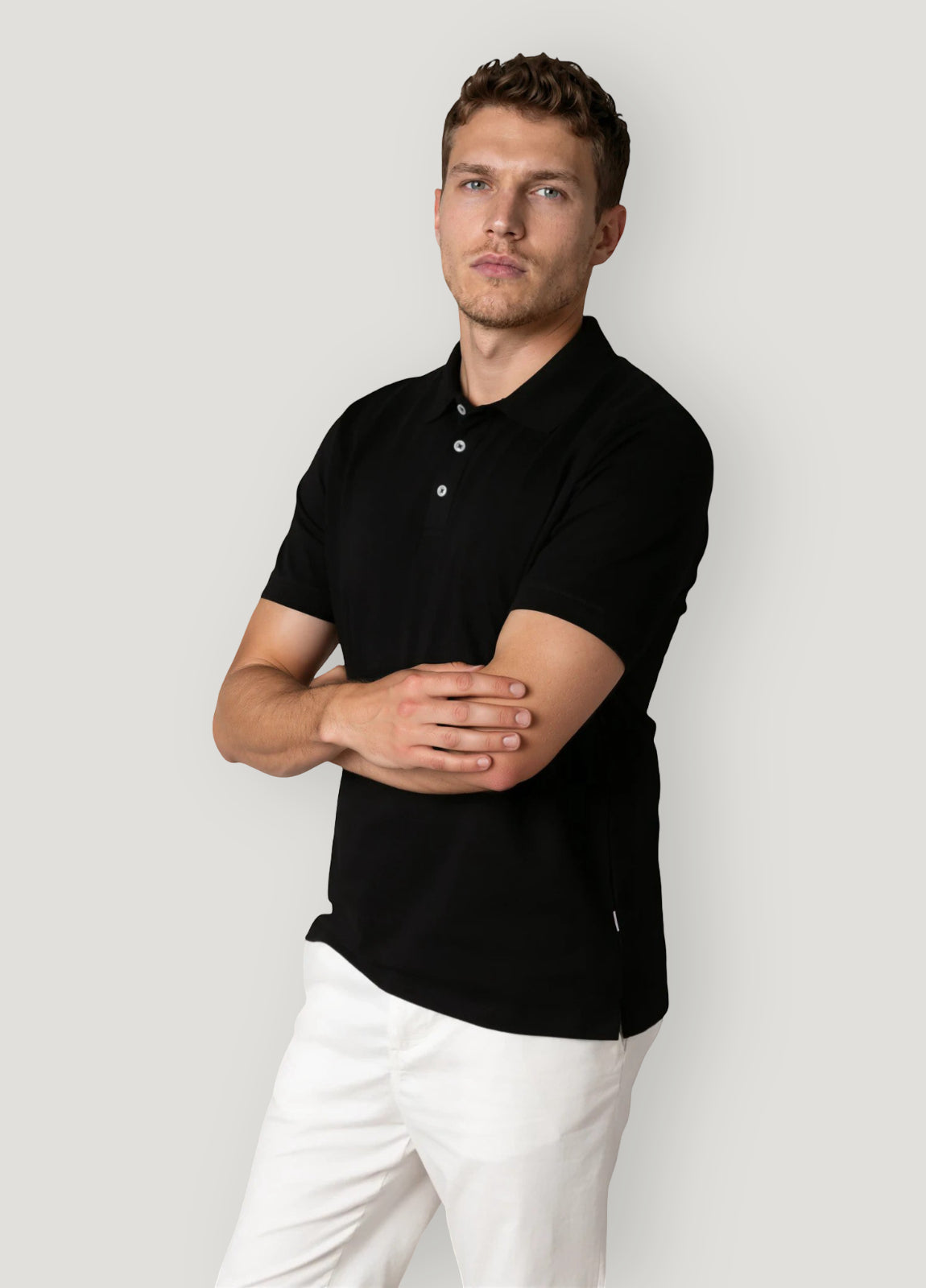 Polo manga corta piqué  negro