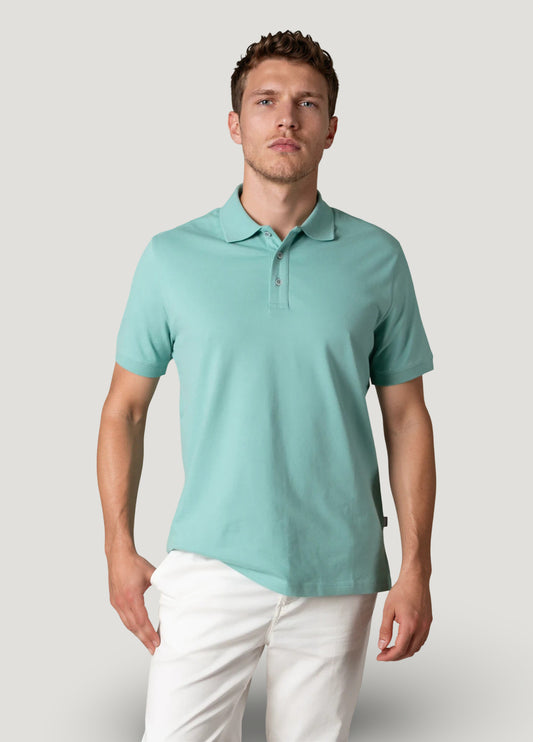 Short-sleeved apple pique polo shirt