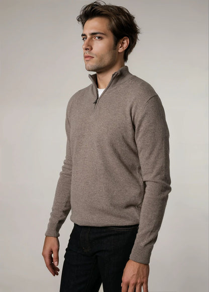 Jersey cuello zip lana visón