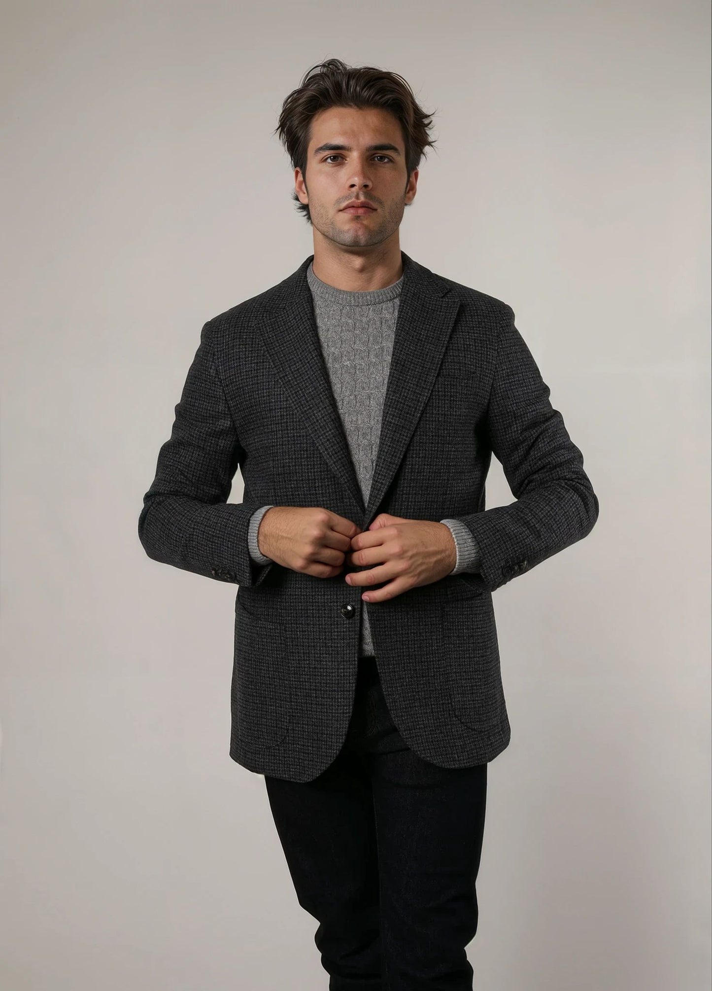 Americana vestir cuadros gris