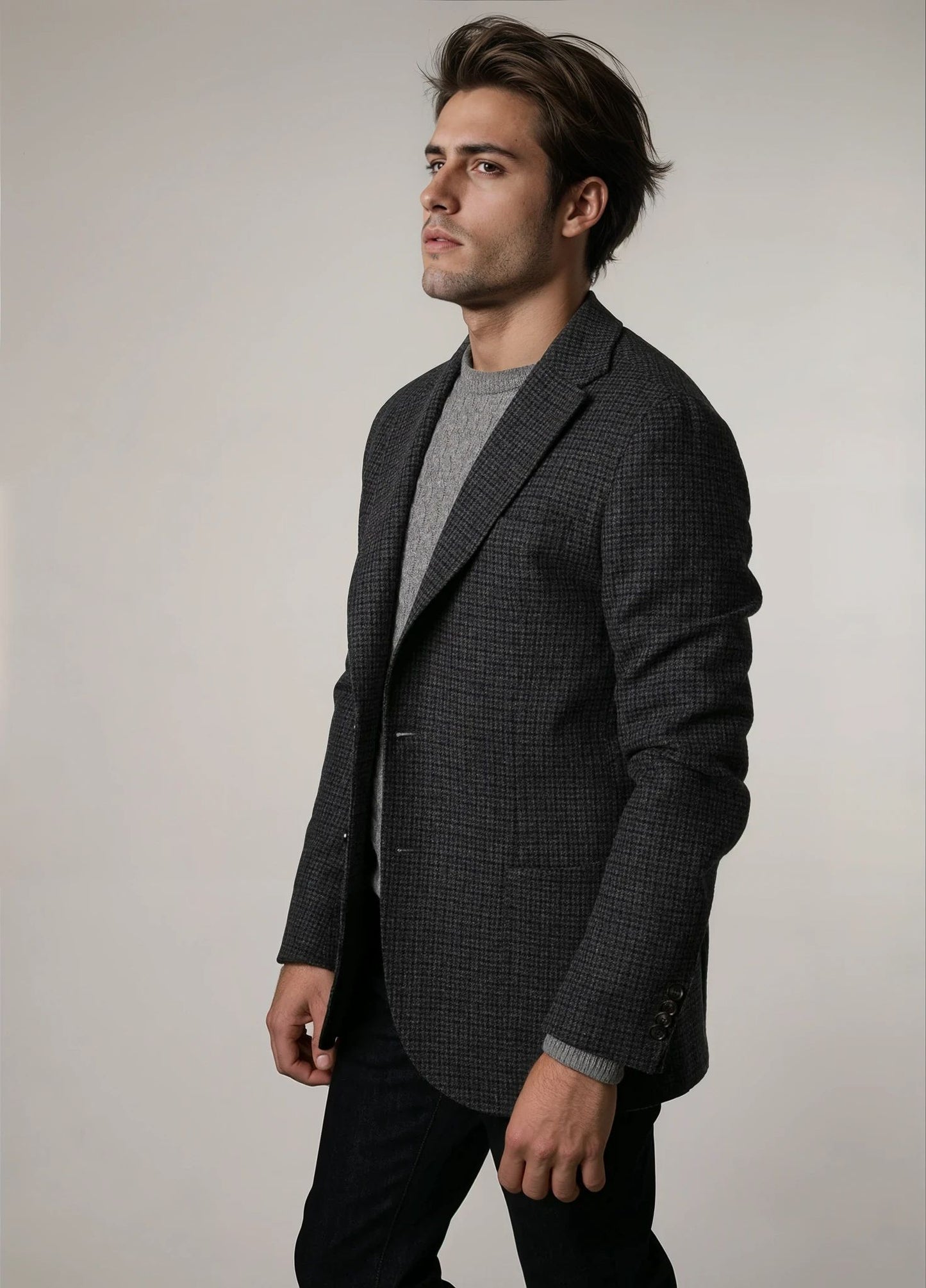 Americana vestir cuadros gris