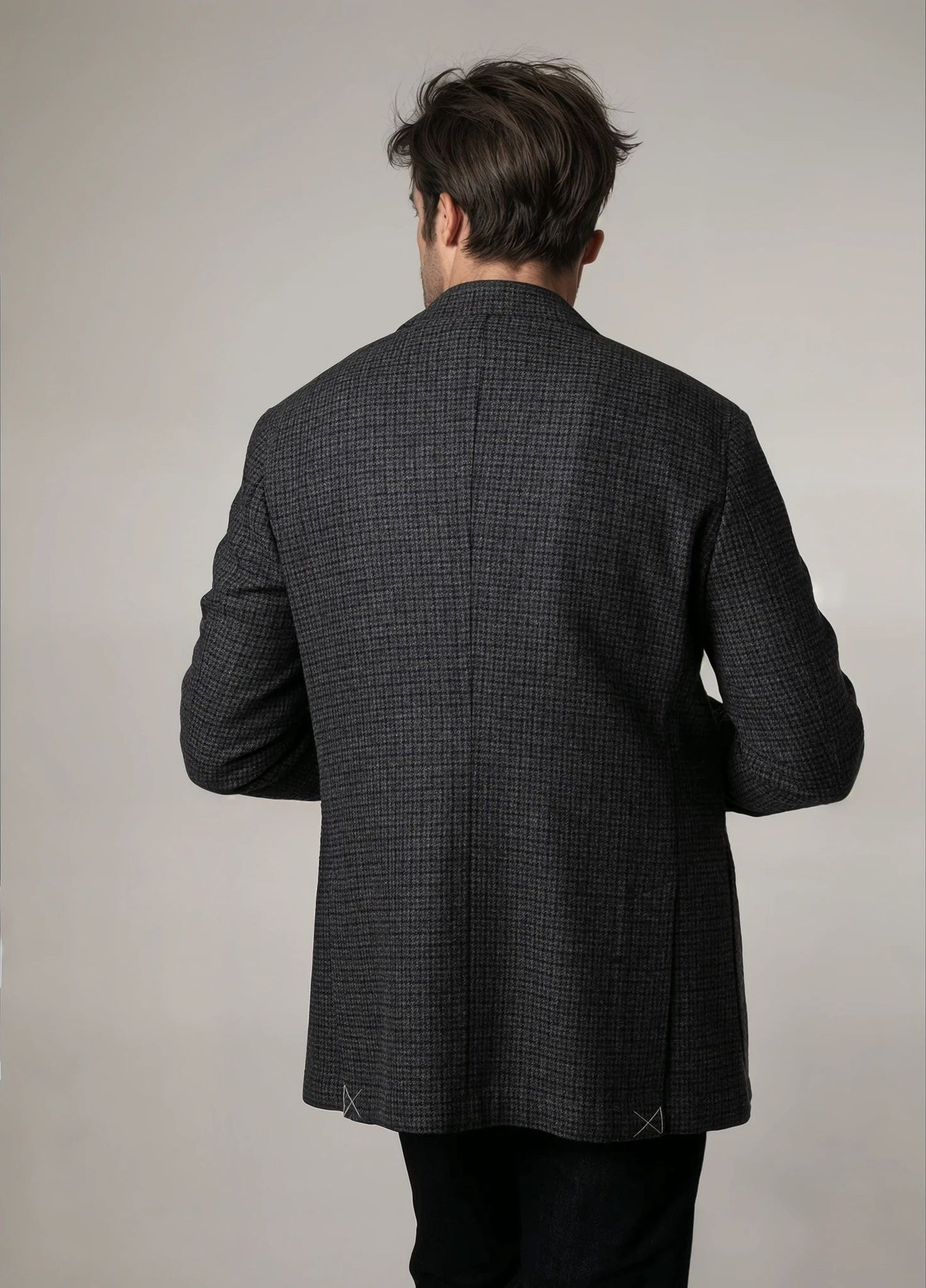 Americana vestir cuadros gris