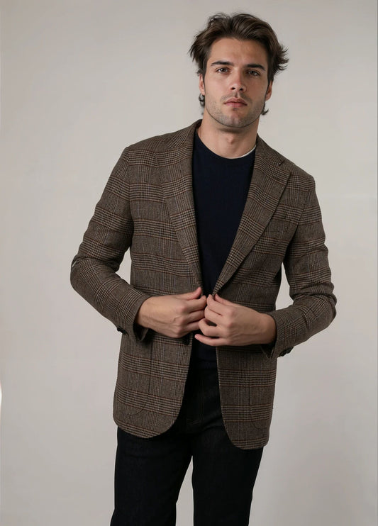 Americana vestir cuadros marrón