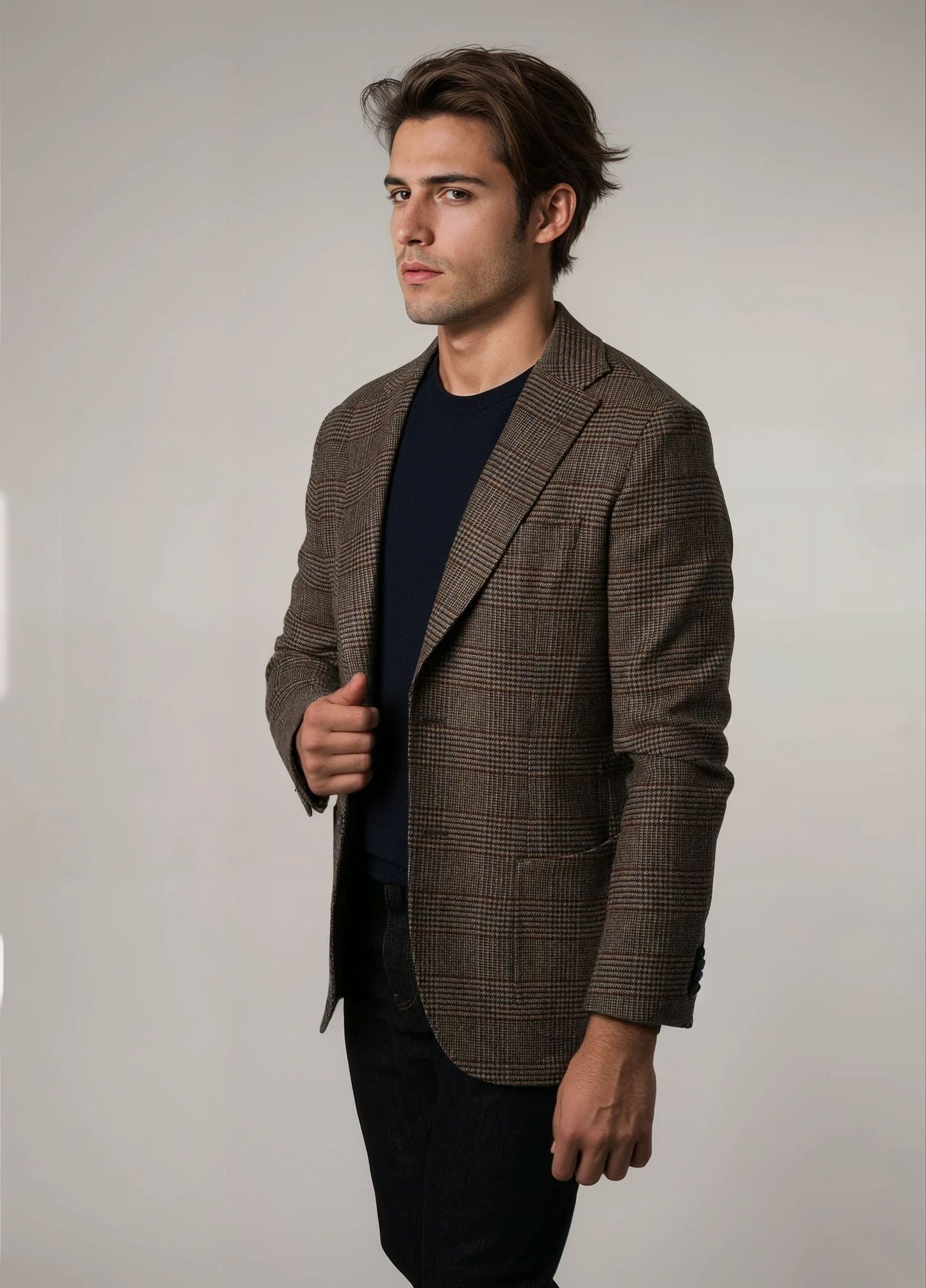 Americana vestir cuadros marrón