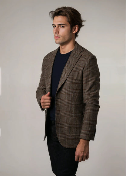 Brown checkered blazer