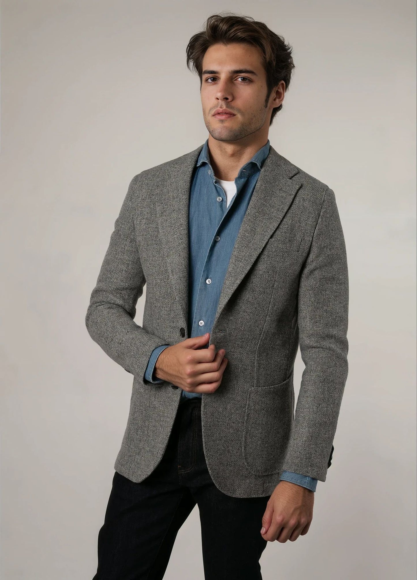 Americana vestir textura gris