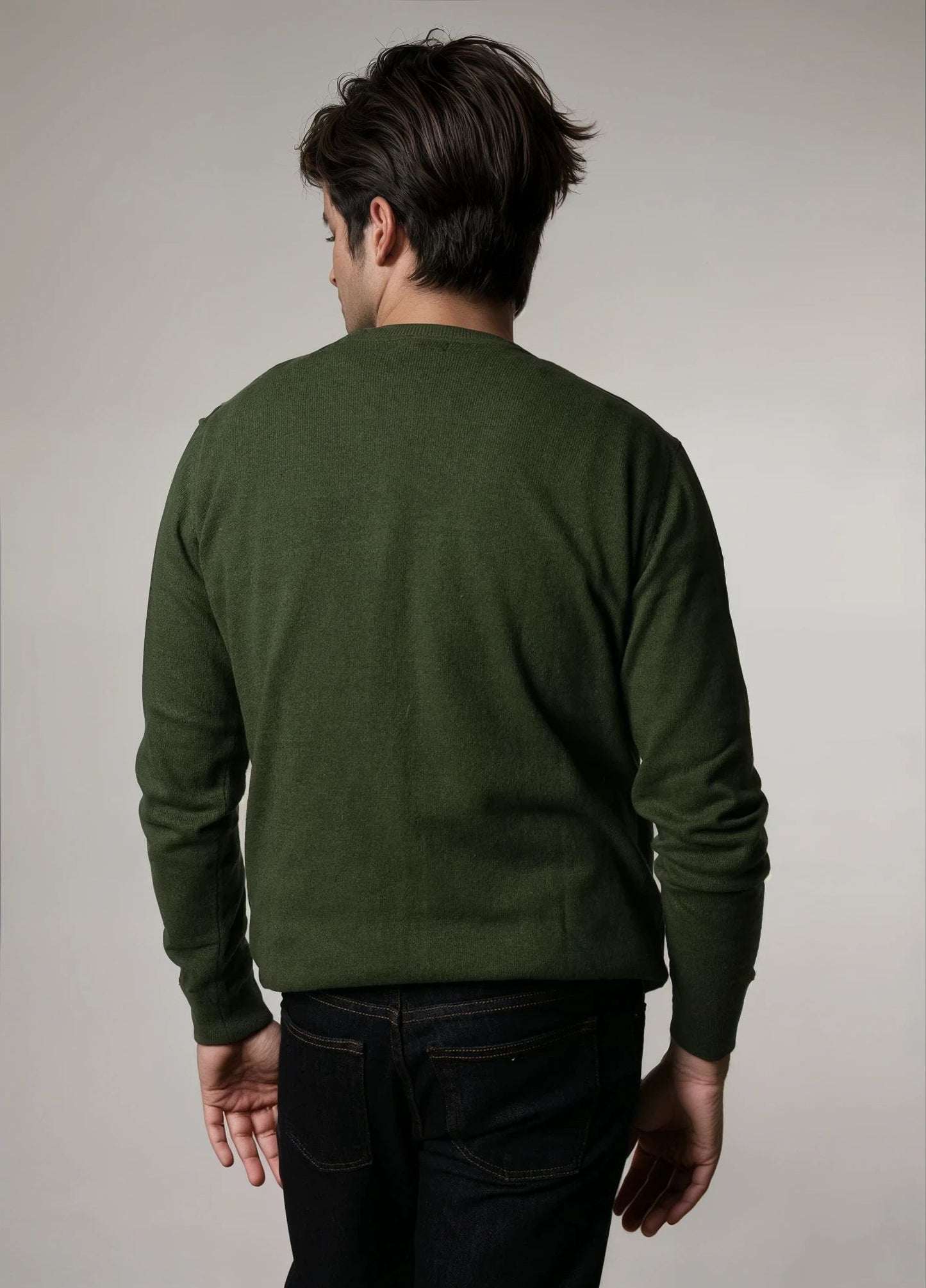 Jersey cuello redondo lana kaki