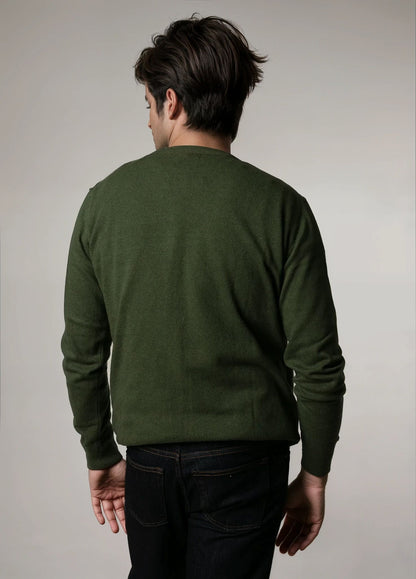Jersey cuello redondo lana kaki