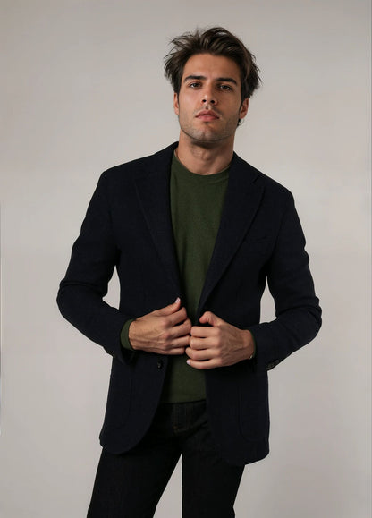 Navy textured suit jacket