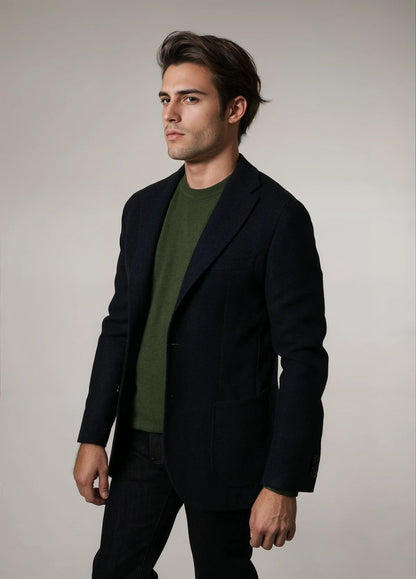 Navy textured suit jacket