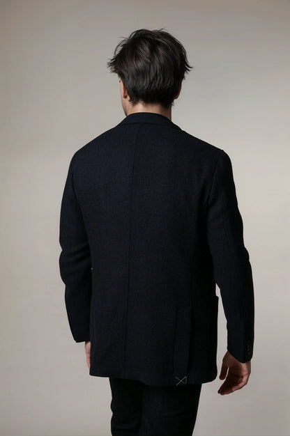 Navy textured suit jacket