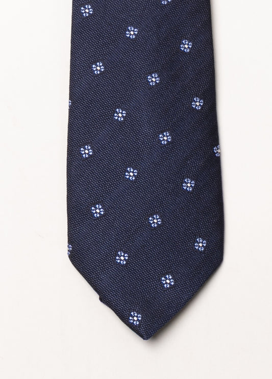 Corbata vestir dibujo flor azul marino