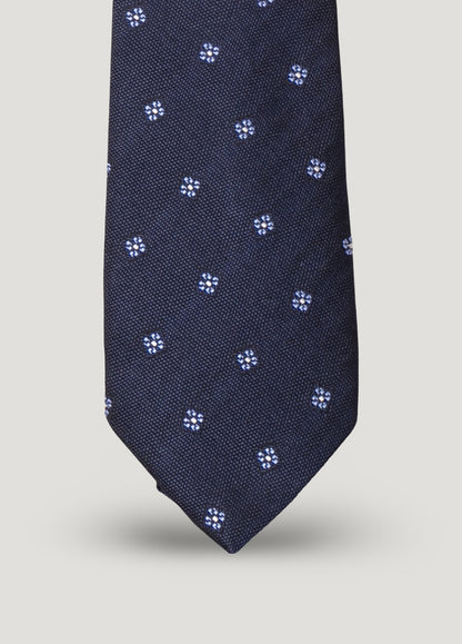 Corbata vestir dibujo flor azul marino