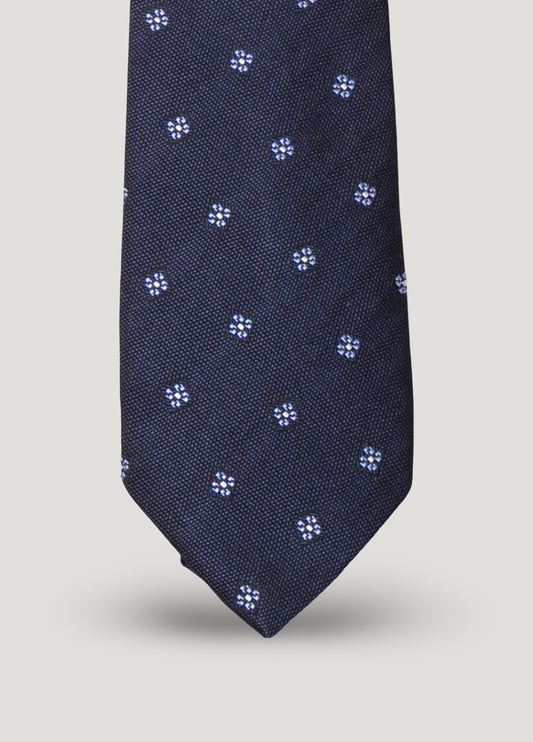 Corbata vestir dibujo flor azul marino