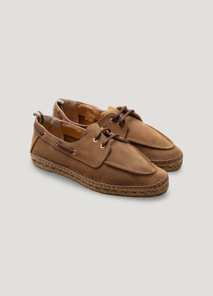 Tan suede boat shoe