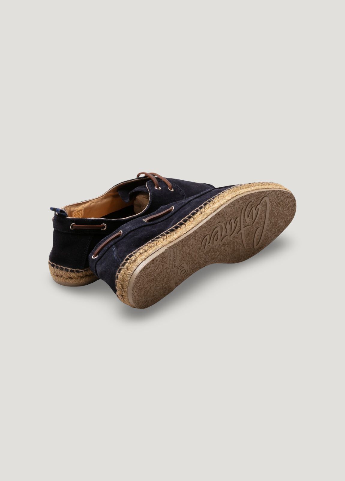 Navy suede boat shoe