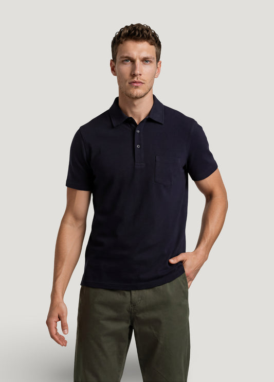 Polo manga corta algodón pima marino.